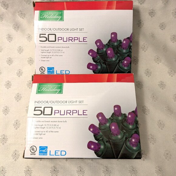 New! 2 packages of 50 Purple LED Light Sets - Picture 1 of 2